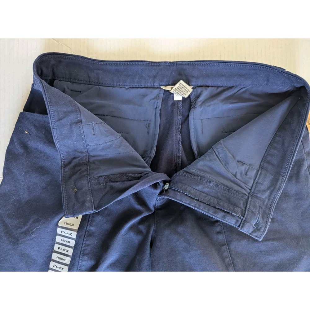 NWT Duluth Trading Pants Women's Sz 8 Blue Cropped Wide Leg Chino Cotton Blend - Picture 6 of 10
